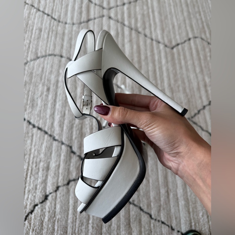 SAINT LAURENT TRIBUTE WHITE 105 HEELS SIZE 37 - Picture 11 of 16